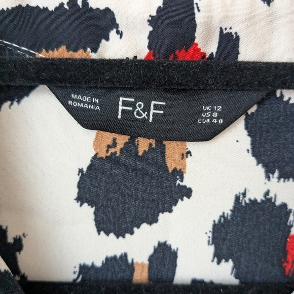 F&F Leopard Print Button-Down Blouse – Size US 8 / UK 12 / EU 40 - Picture 4 of 8